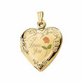 14K Yellow "I Love You" Heart Locket Pendant